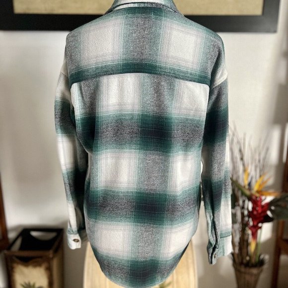 Women's Hollister Boyfriend Fit Fleece Overshirt Small Blue White Longsl… - Picture 4 of 7